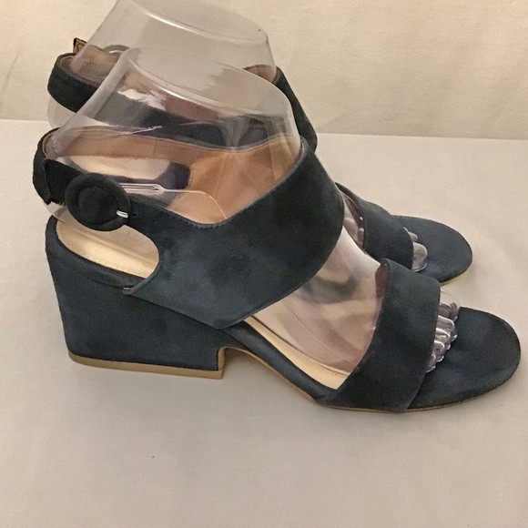 Isola Suede Sandals Blue Leather Block Heel Women’s Shoes Size 7 - Picture 2 of 9